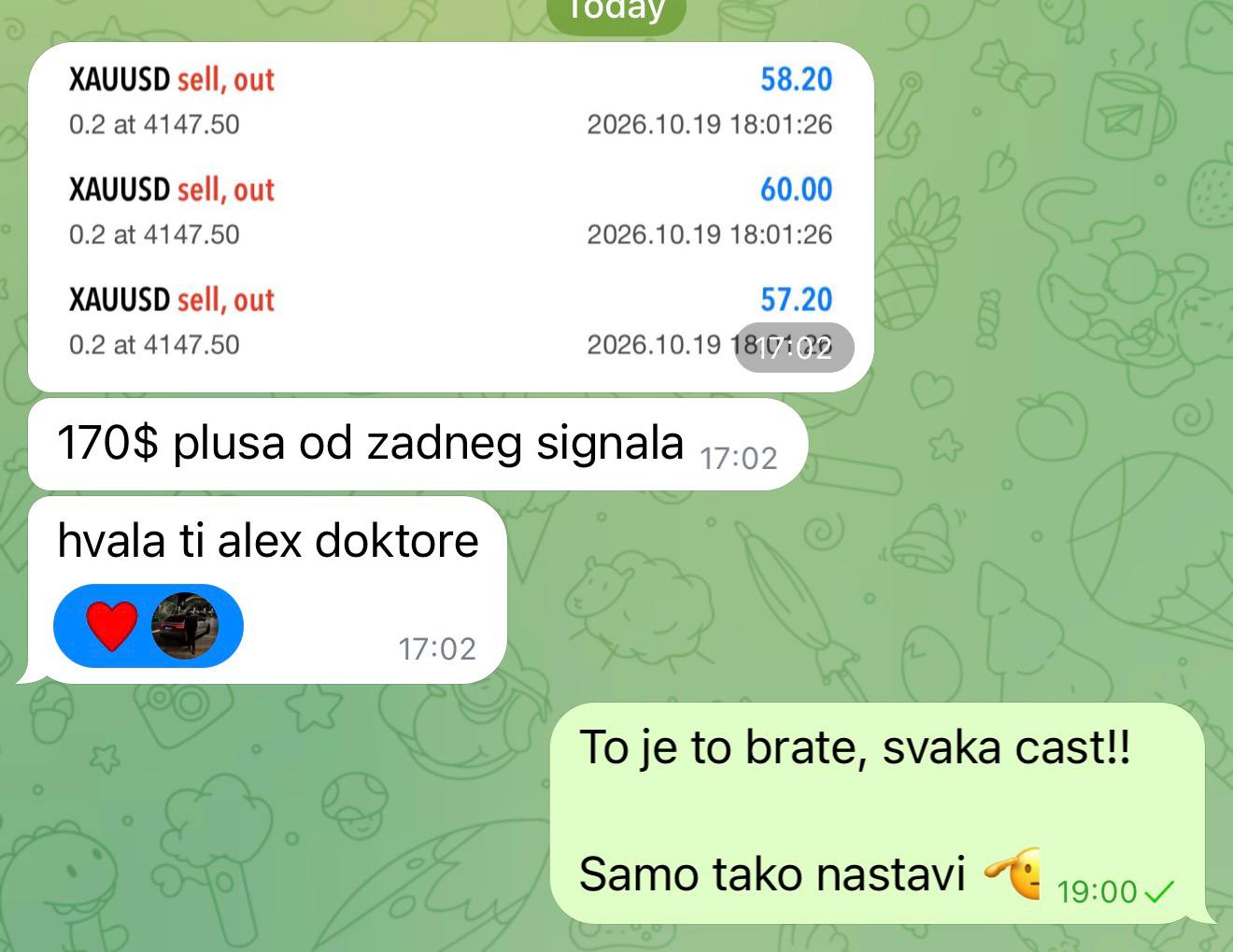 Screenshot rezultata trejda